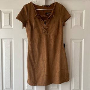Suede lace up dress